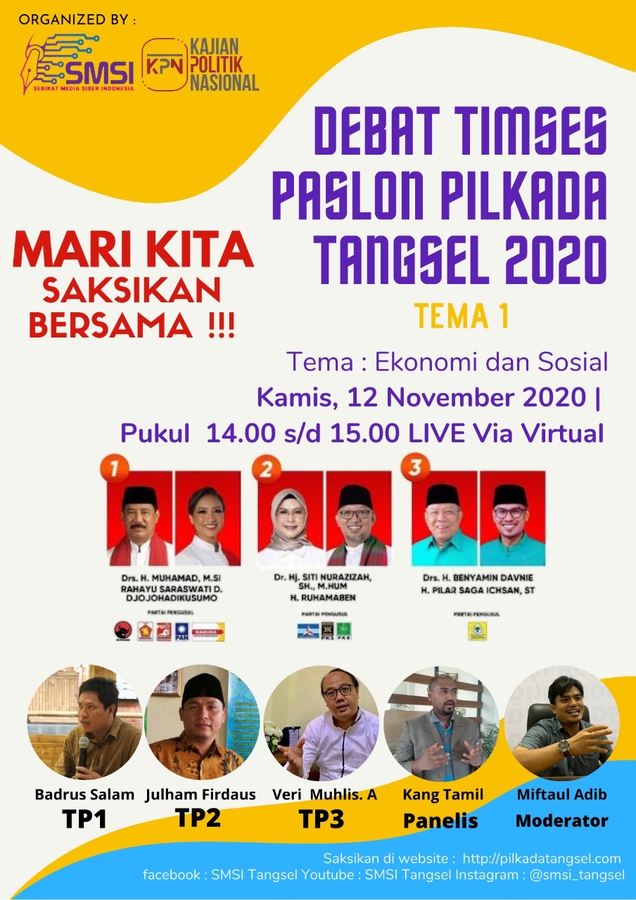 Debat Timses Paslon Pilkada Kota Tangsel 2020, Tema: Ekonomi dan Sosial
